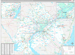 Philadelphia-Camden-Wilmington Metro Area Wall Map Premium Style 2024
